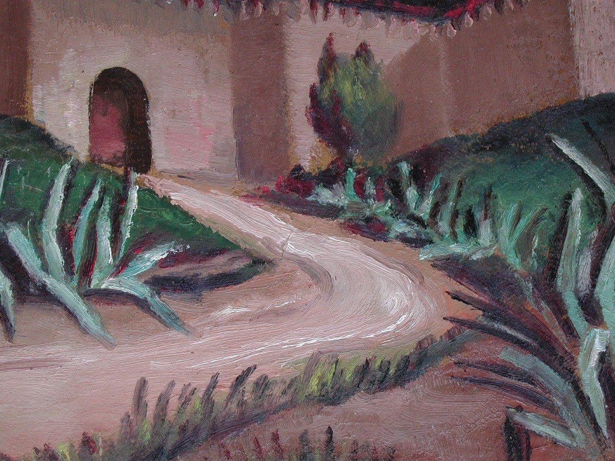 Robert DIAZ de SORIA  "Entrée de ville au  Maroc" huile sur carton 38x46-photo-1